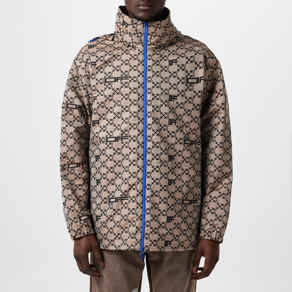 Off White All Over Logo Windbreaker - Camel/Black